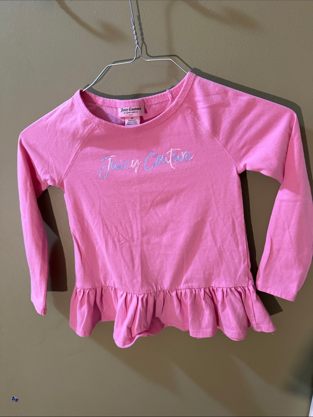 Juicy Couture Pink Long Sleeve Ruffle Hem Top